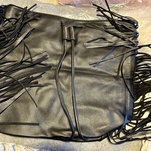 Victoria's Secret Black Fringe Shoulder Bag
